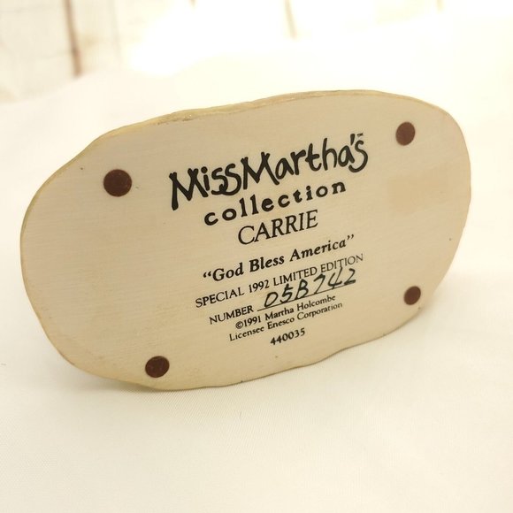 Enesco Miss Martha's Collection God Bless America Carrie Special 1992 Figurine - Picture 6 of 10